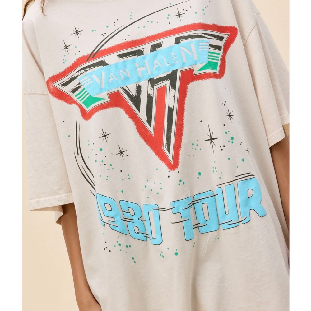 Daydreamer Cream Graphic Tee with Red and Teal Accents - Picture 5 of 5